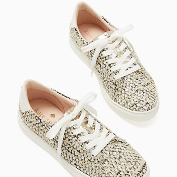 kate spade Shoes - Kate Spade Gold Tweed Fleet Sneakers